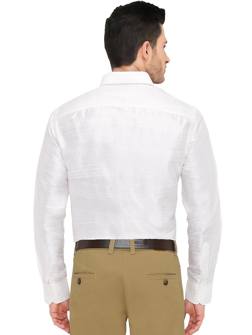 white pure silk casual shirt - 16285109 - Zoom Image - 3