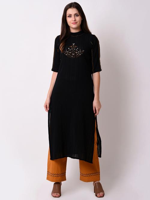 embroidered straight kurta - 16285554 - Standard Image - 1