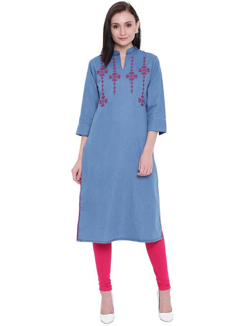 embroidered straight kurta - 16285632 - Standard Image - 1