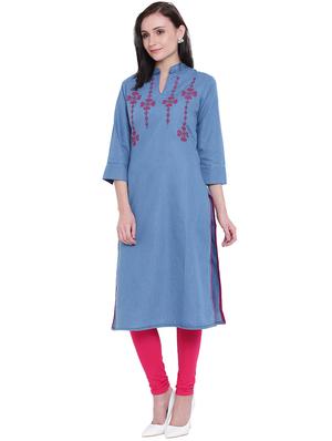 embroidered straight kurta - 16285632 - Standard Image - 2