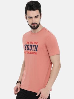 peach typographic chest print t-shirt - 16285648 - Standard Image - 2