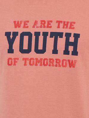 peach typographic chest print t-shirt - 16285648 - Standard Image - 5