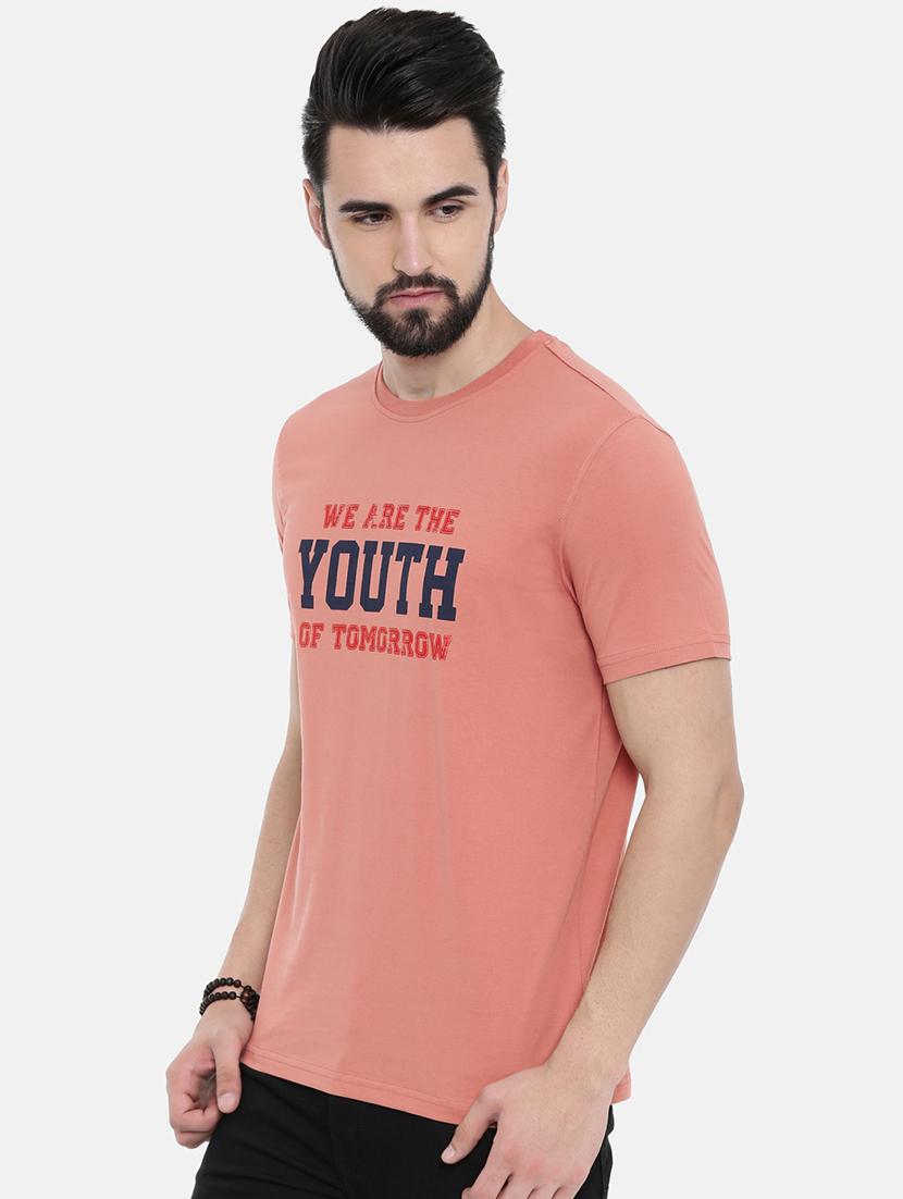 peach typographic chest print t-shirt - 16285648 - Zoom Image - 2