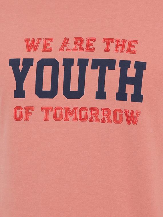 peach typographic chest print t-shirt - 16285648 - Zoom Image - 5