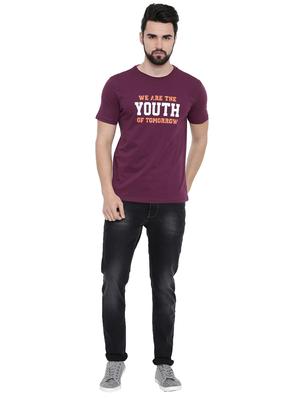 purple typographic chest print tshirt - 16285650 - Standard Image - 4