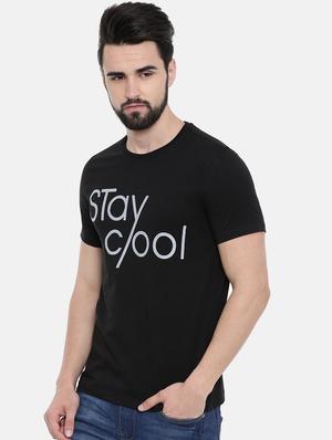 black typographic chest print t-shirt - 16285658 - Standard Image - 2