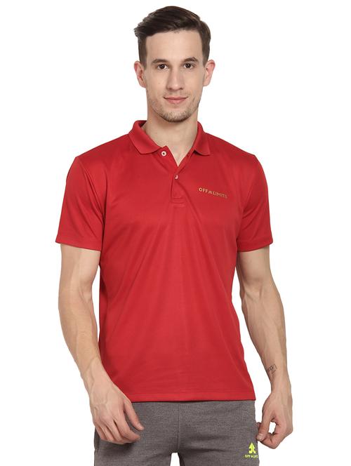 red polyester polo t-shirt - 16285787 - Standard Image - 1