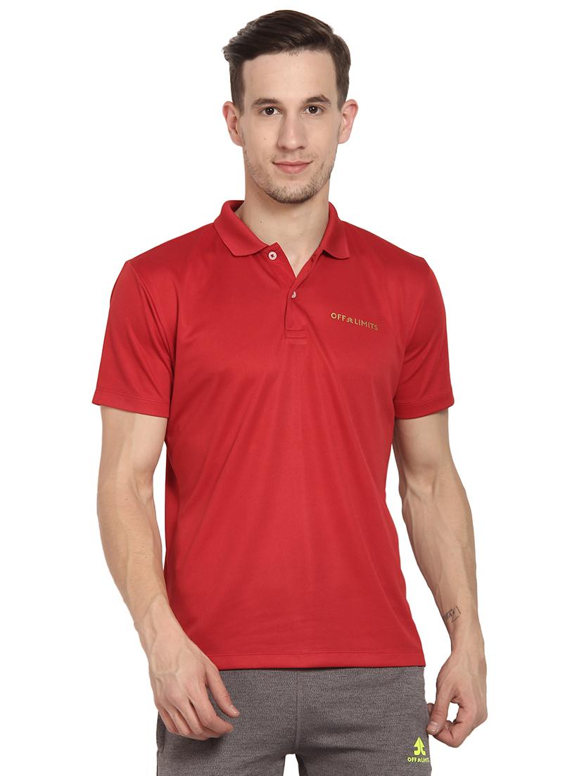 red polyester polo t-shirt - 16285787 - Zoom Image - 1