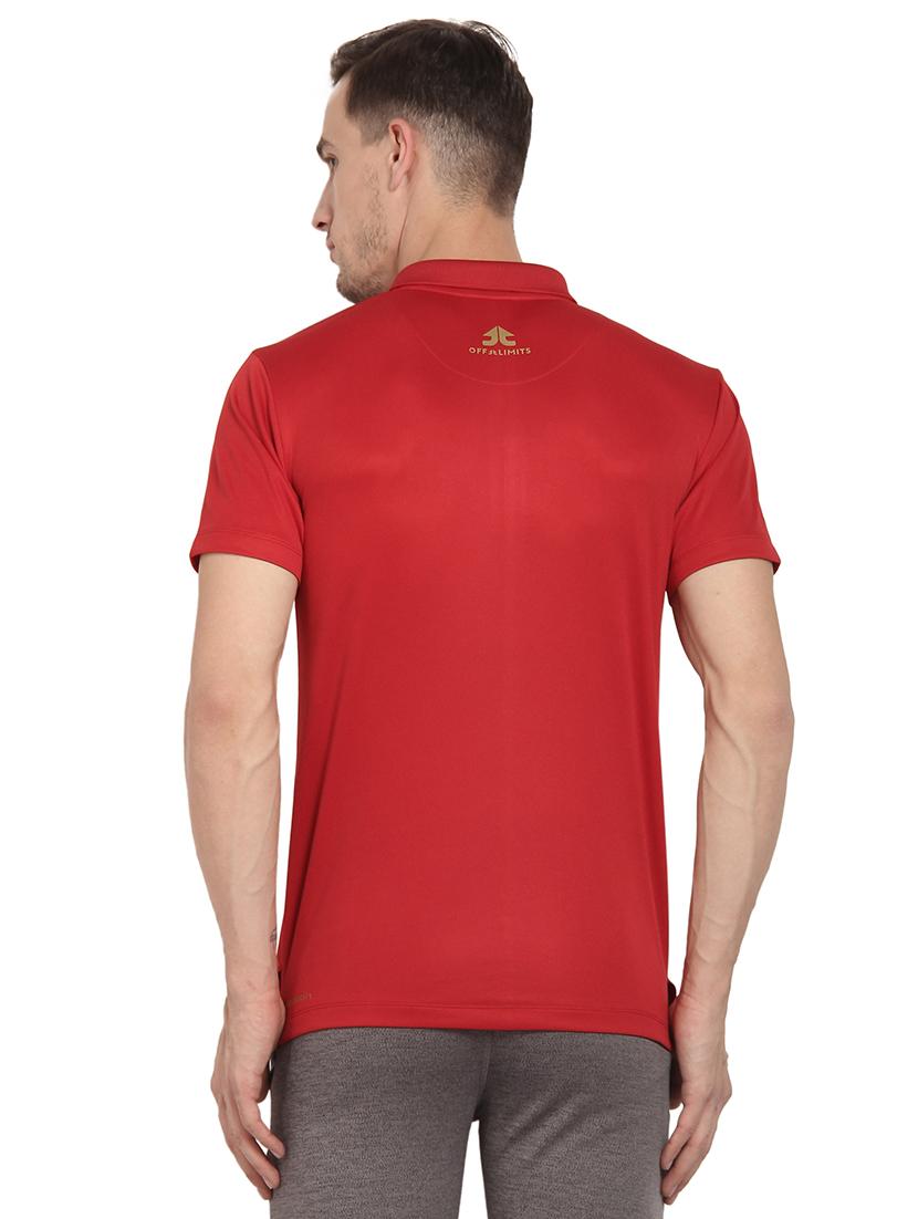 red polyester polo t-shirt - 16285787 - Zoom Image - 3