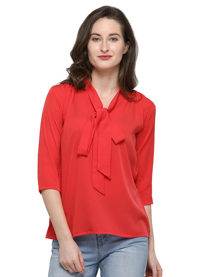 tie knot neck gathered top - 16286151 - Zoom Image - 1