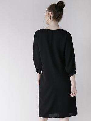 notch neck embroidered shift dress - 16286178 - Standard Image - 3