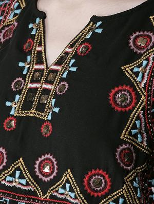 notch neck embroidered shift dress - 16286178 - Standard Image - 5