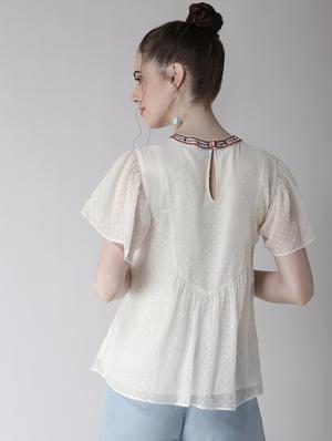crew neck embroidered top - 16286187 - Standard Image - 3