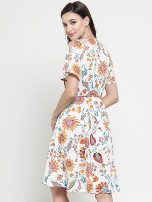 tie front floral a line dress - 16287104 - Standard Image - 3