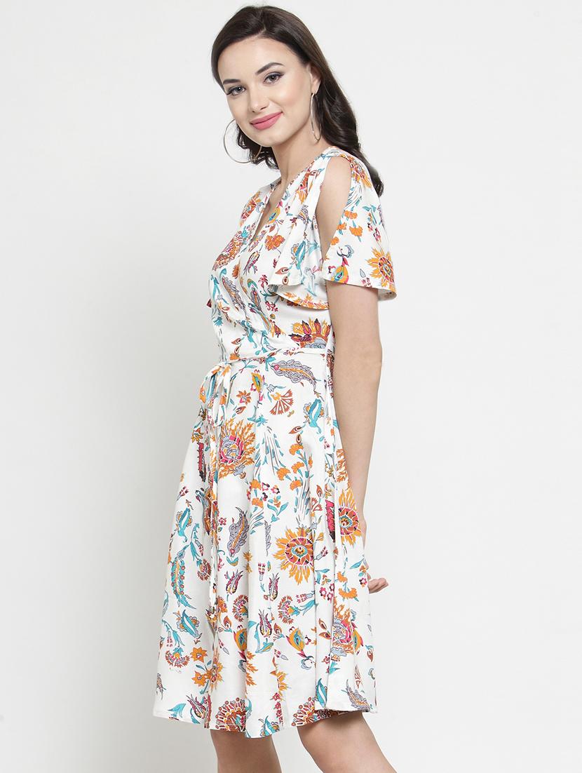 tie front floral a line dress - 16287104 - Zoom Image - 2