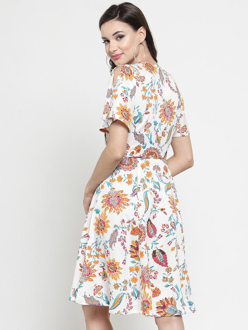 tie front floral a line dress - 16287104 - Zoom Image - 3
