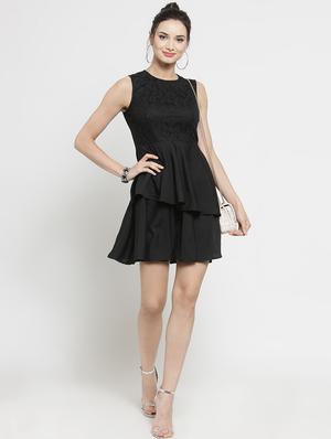 lace detail layered a line dress - 16287112 - Standard Image - 4