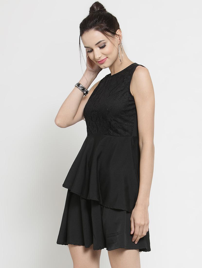 lace detail layered a line dress - 16287112 - Zoom Image - 2