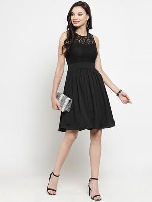 lace detail a line dress - 16287115 - Standard Image - 4