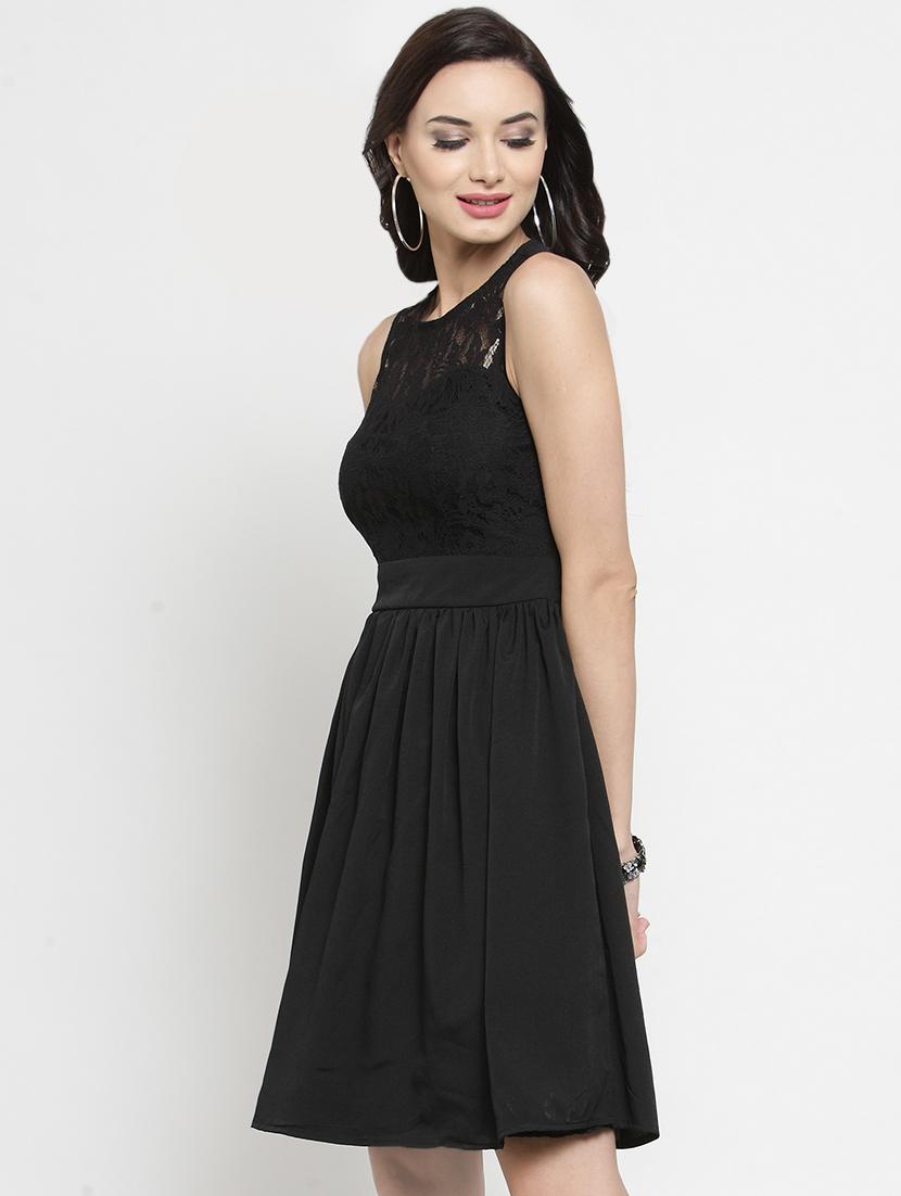 lace detail a line dress - 16287115 - Zoom Image - 2