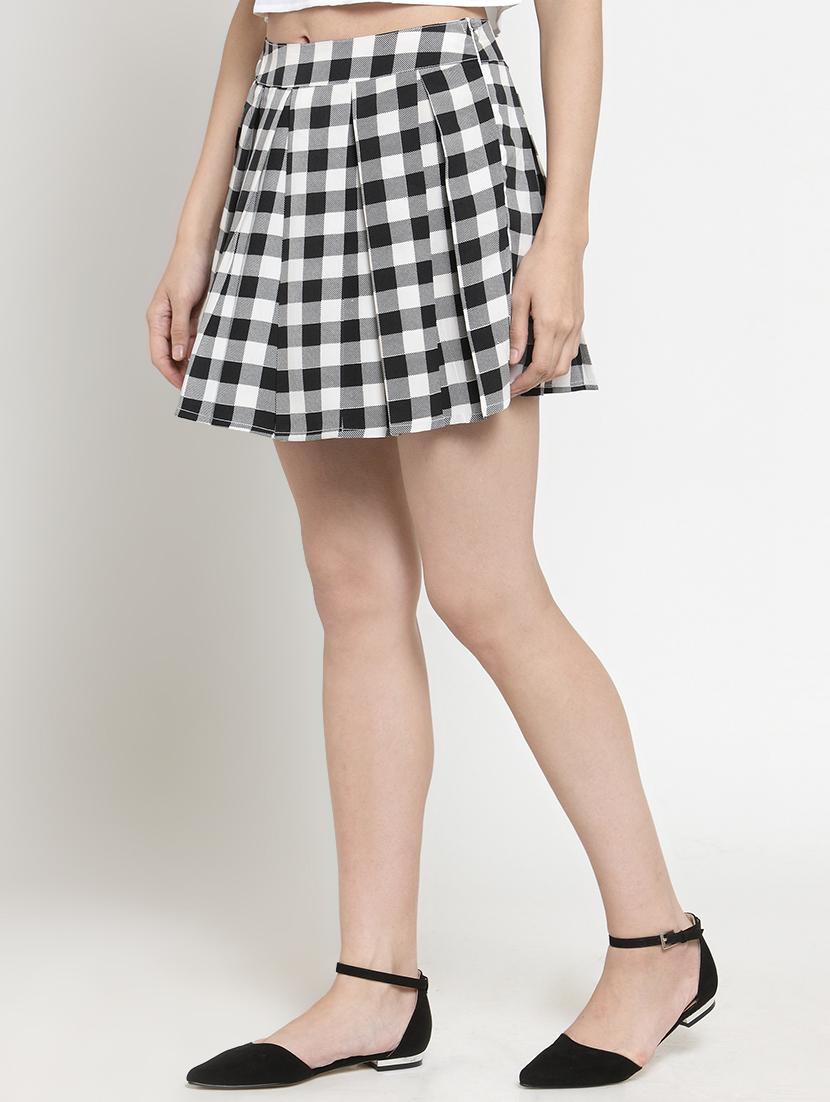 pleated checkered a line skirt - 16287133 - Zoom Image - 2