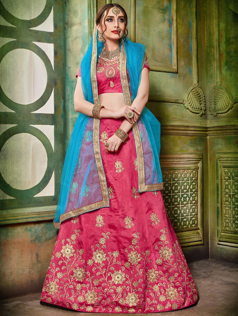 floral embroidered flared lehenga - 16287429 - Zoom Image - 1