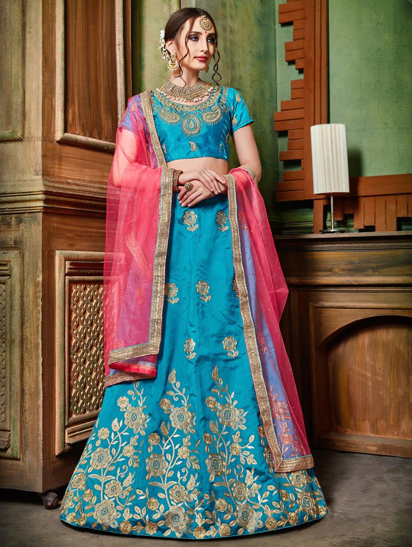 floral embroidered flared lehenga - 16287430 - Zoom Image - 1