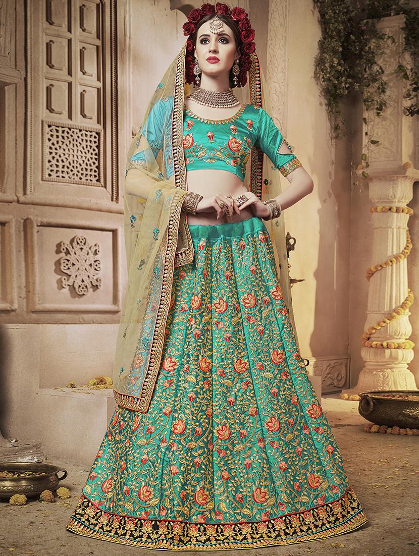 floral embroidered flared lehenga - 16287437 - Zoom Image - 1