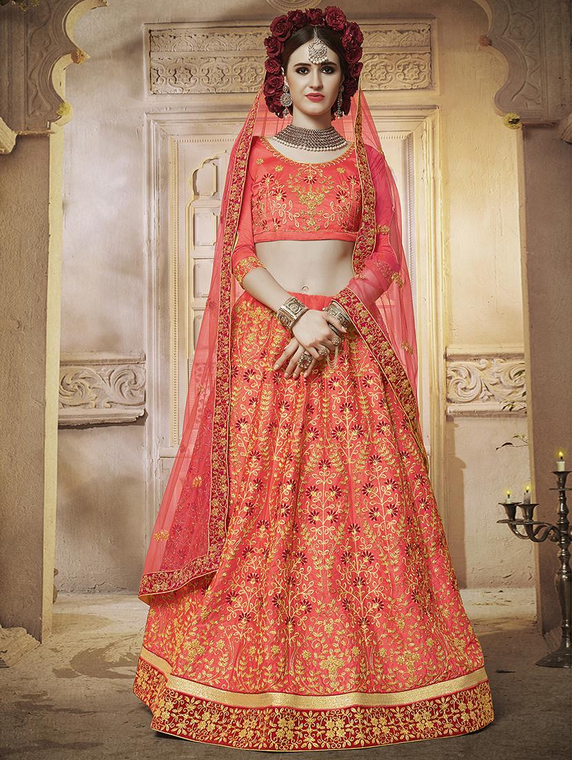 floral embroidered flared lehenga - 16287438 - Zoom Image - 1