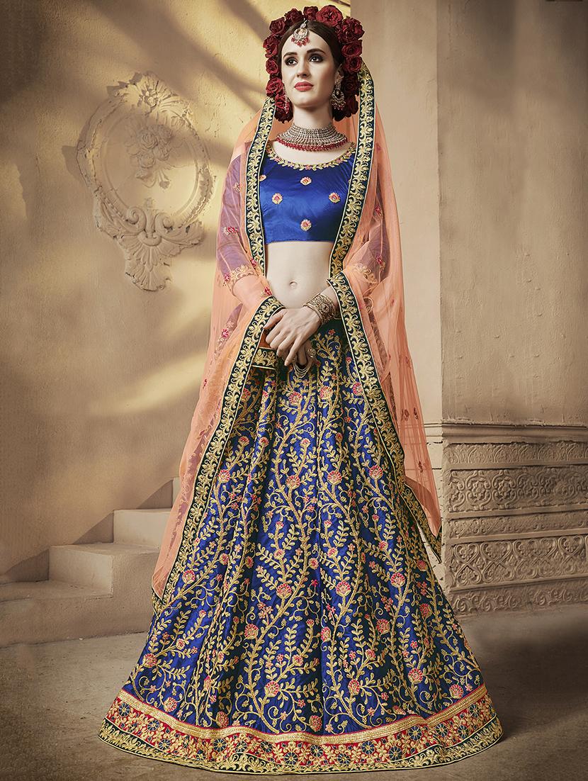 floral embroidered flared lehenga - 16287439 - Zoom Image - 1