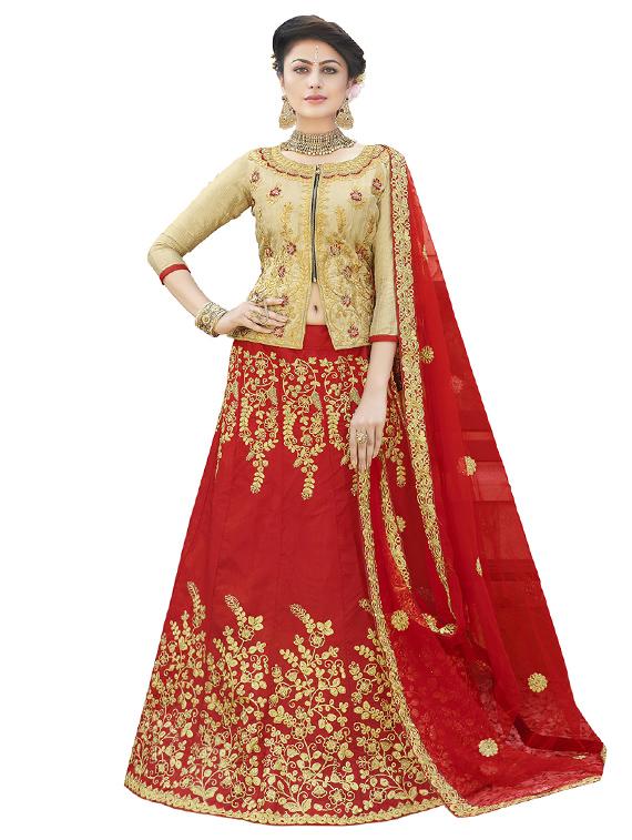 floral embroidered flared lehenga - 16287444 - Zoom Image - 1
