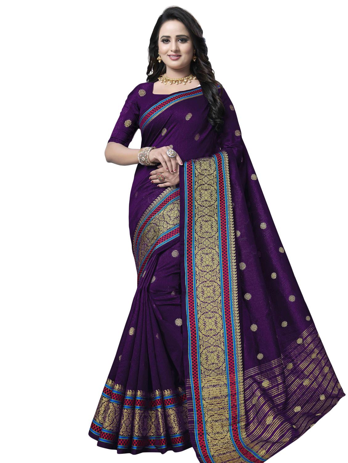 floral zari motif banarasi saree with blouse - 16287523 - Zoom Image - 1
