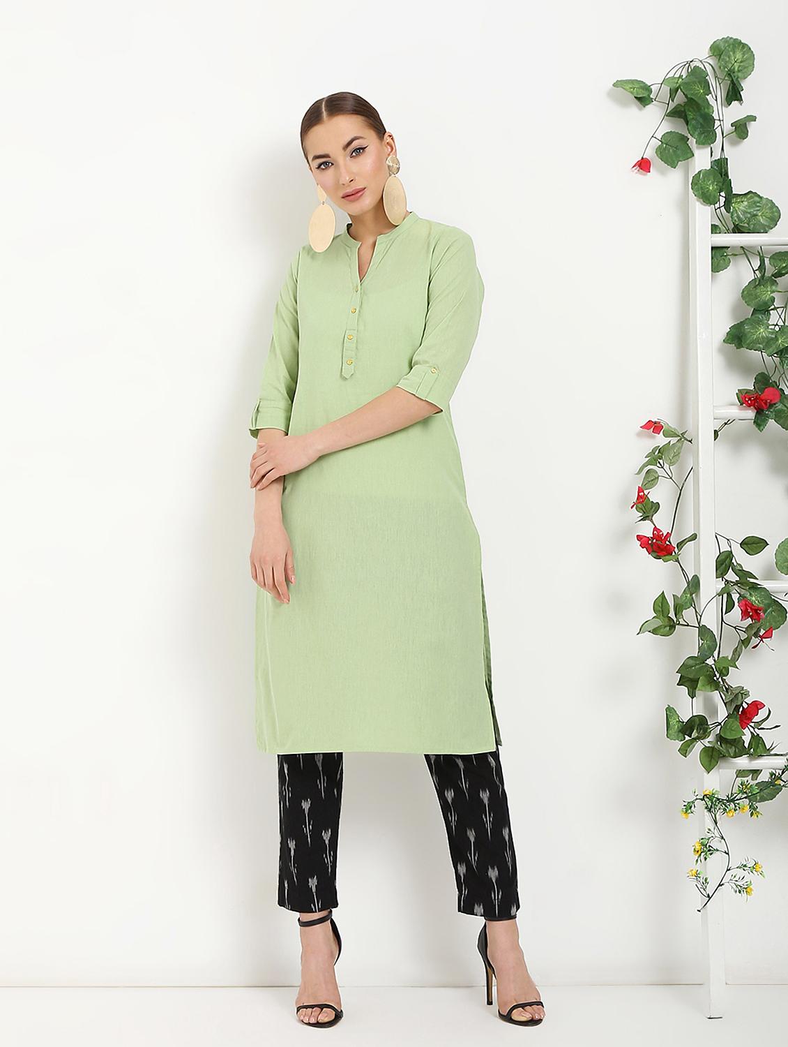 solid straight kurta - 16287722 - Zoom Image - 1