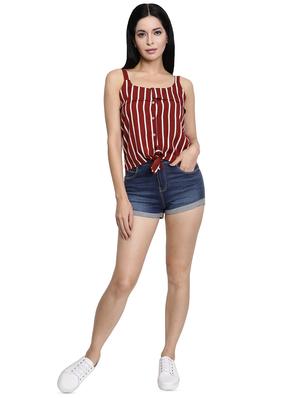 tie front striped top - 16288613 - Standard Image - 4