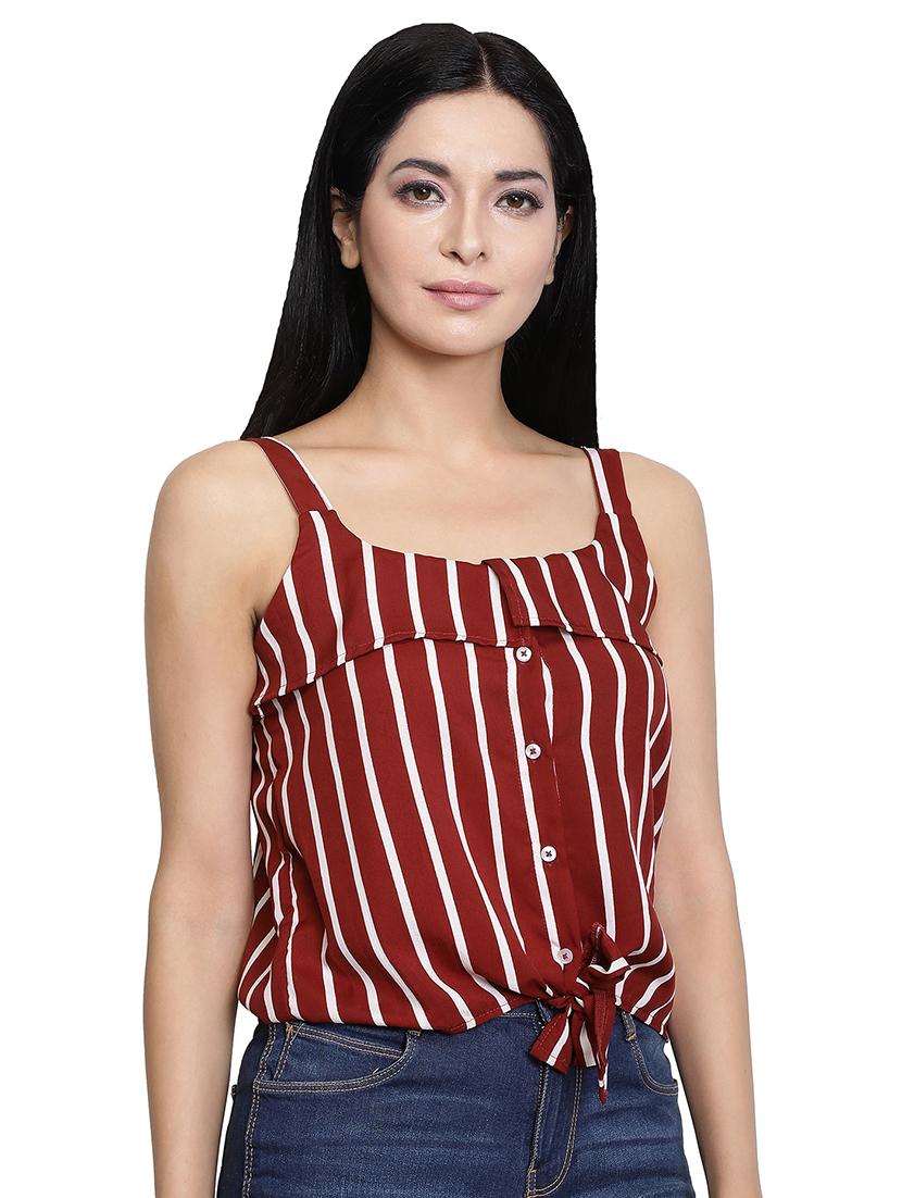 tie front striped top - 16288613 - Zoom Image - 2