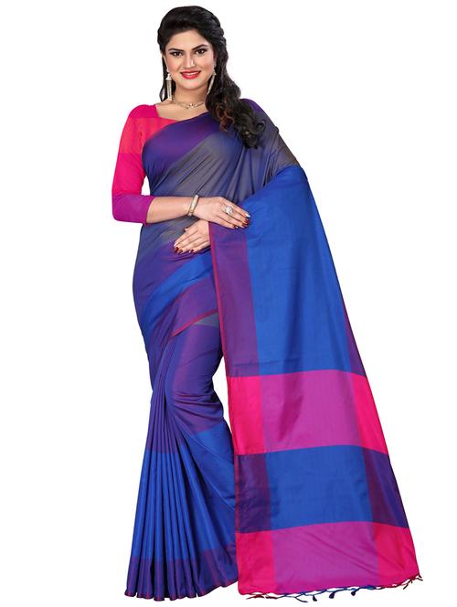color block printed saree with blouse - 16289153 - Standard Image - 1