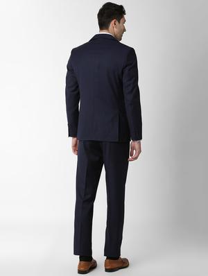 navy blue solid single breasted suit - 16289356 - Standard Image - 3