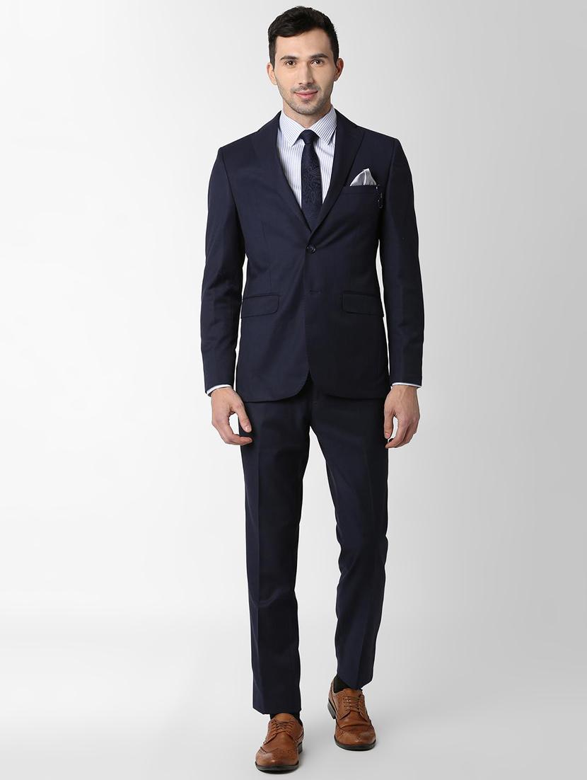 navy blue solid single breasted suit - 16289356 - Zoom Image - 1