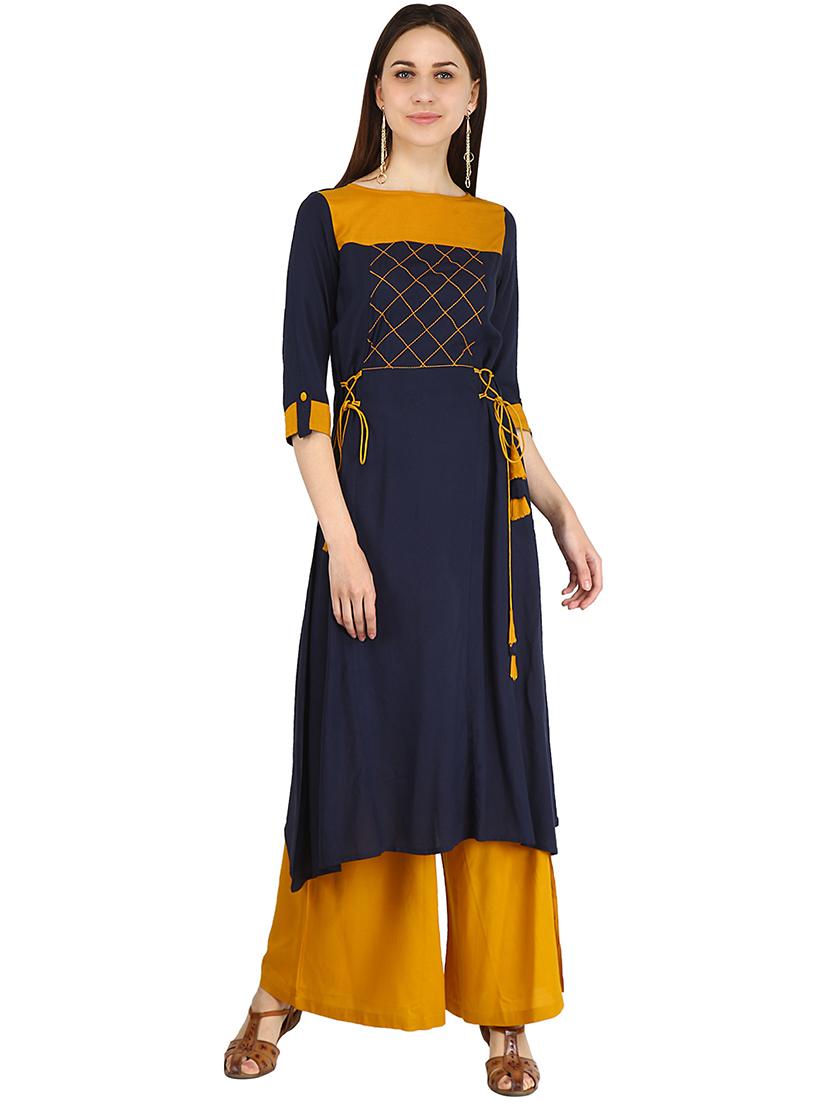 contrast solid kurta palazzo set - 16289358 - Zoom Image - 1
