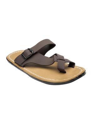 brown leatherette slip on slippers - 16289361 - Standard Image - 2