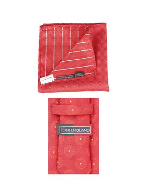 red 100% micro tie and pocket square combo - 16289431 - Standard Image - 2