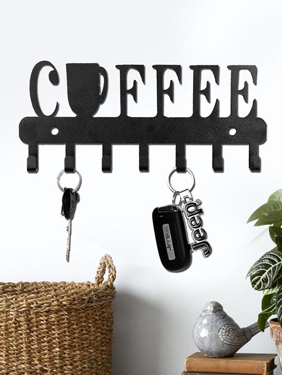 Sehaz Artworks Metel Wall Hooks for keys | 7 Hook Cappuccino Wall Rack Holder for Kitchen Utensil | Hat Rack - 16289592 - Zoom Image - 1