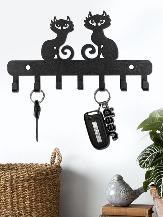 Sehaz Artworks Metel Wall Hooks for keys | 7 Hook Two-cat Wall Rack Holder for Kitchen Utensil | Hat Rack - 16289603 - Zoom Image - 1