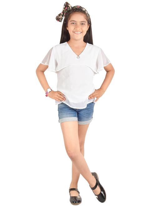 white georgette top - 16290075 - Standard Image - 1