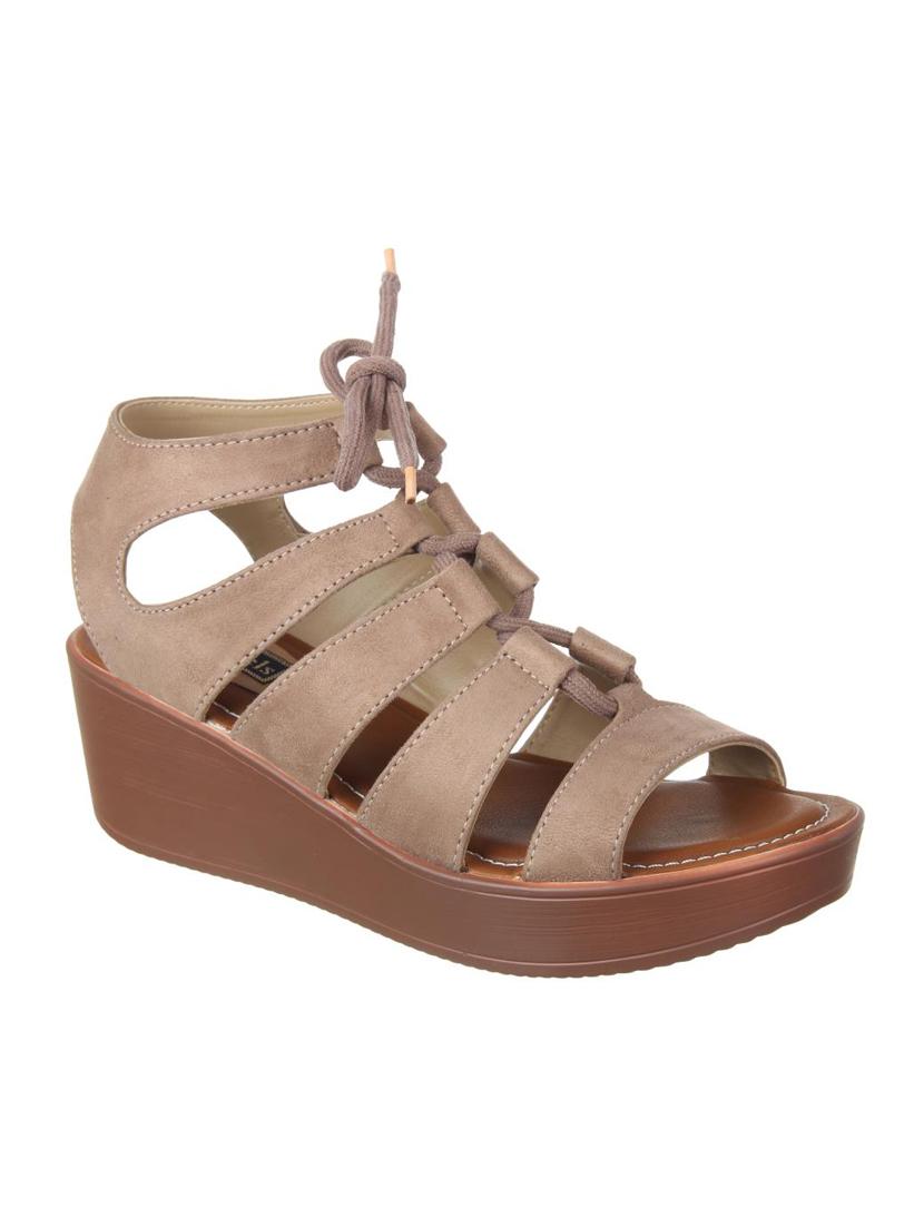 beige lace-up wedges - 16290344 - Zoom Image - 1