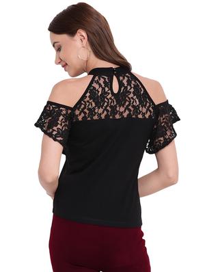 lace sleeved choker neck top - 16291671 - Standard Image - 3