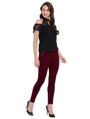 lace sleeved choker neck top - 16291671 - Standard Image - 4