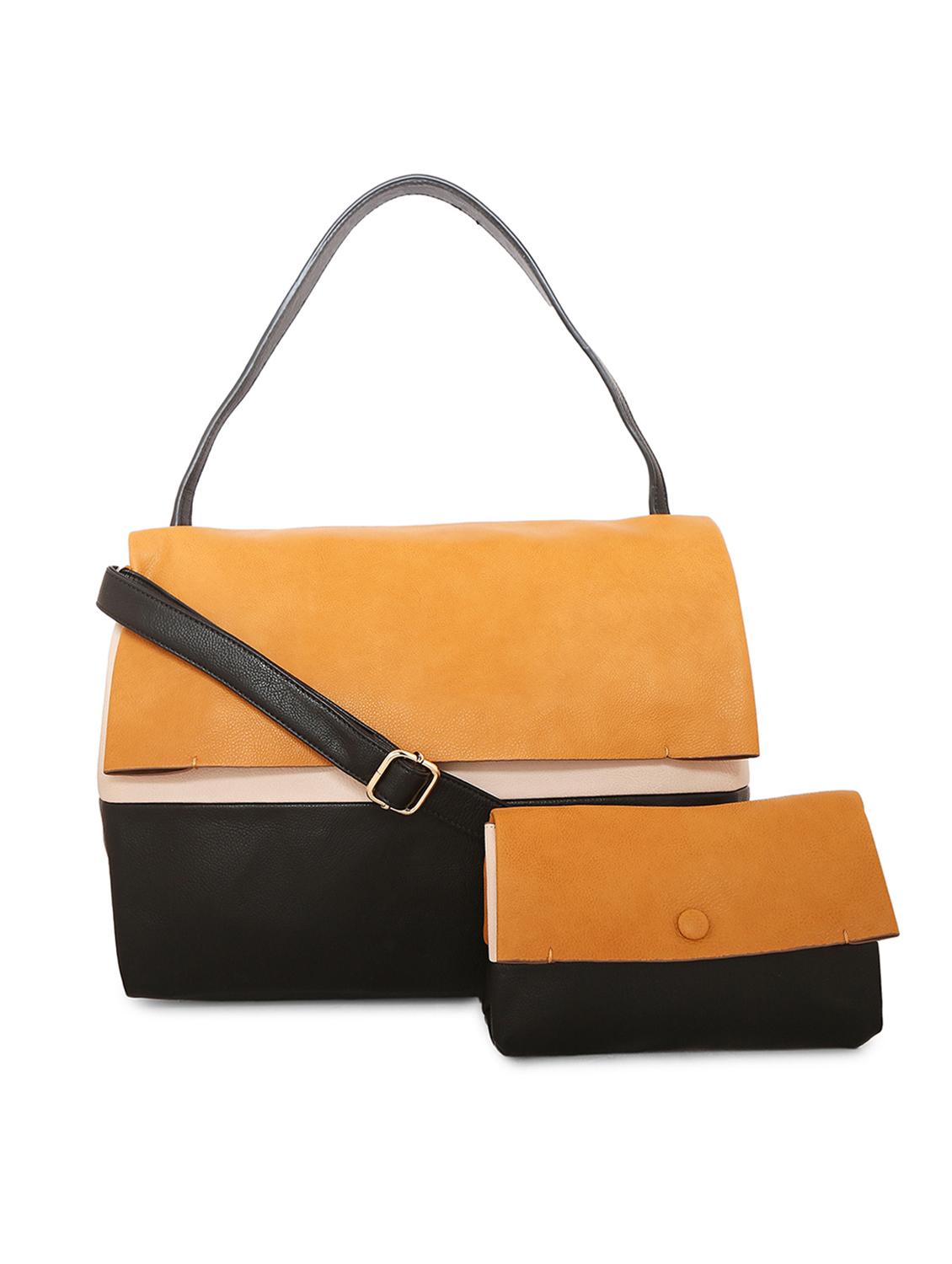 yellow leatherette (pu) regular handbag - 16292182 - Zoom Image - 1