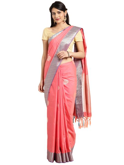 solid kanjivaram saree with blouse - 16292527 - Very Small Image - 1