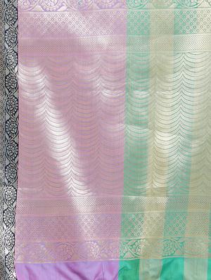 checkered kanjivaram saree with blouse - 16292546 - Standard Image - 4
